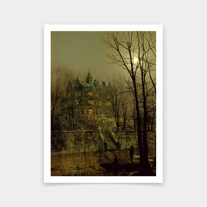 John Atkinson Grimshaw,Knostrop Old Hall, Leeds, 1883,art prints,Vintage art,canvas wall art,famous art prints,V6205