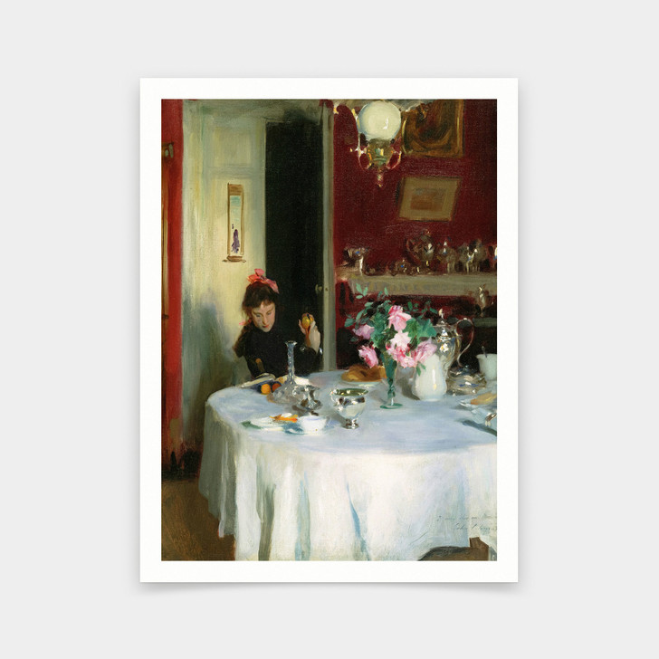 John Singer Sargent,The Breakfast Table, 1883,art prints,Vintage art,canvas wall art,famous art prints,V6238