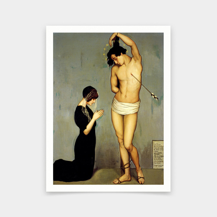 Angel Zarraga,Votive Offering, Saint Sebastian,art prints,Vintage art,canvas wall art,famous art prints,V5323