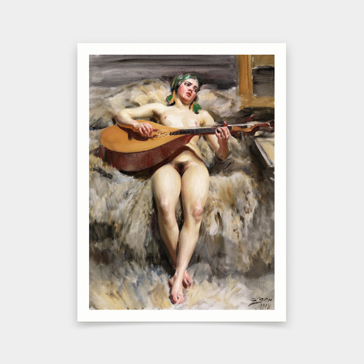 Anders Zorn,The Lute Player,art prints,Vintage art,canvas wall art,famous art prints,V5316