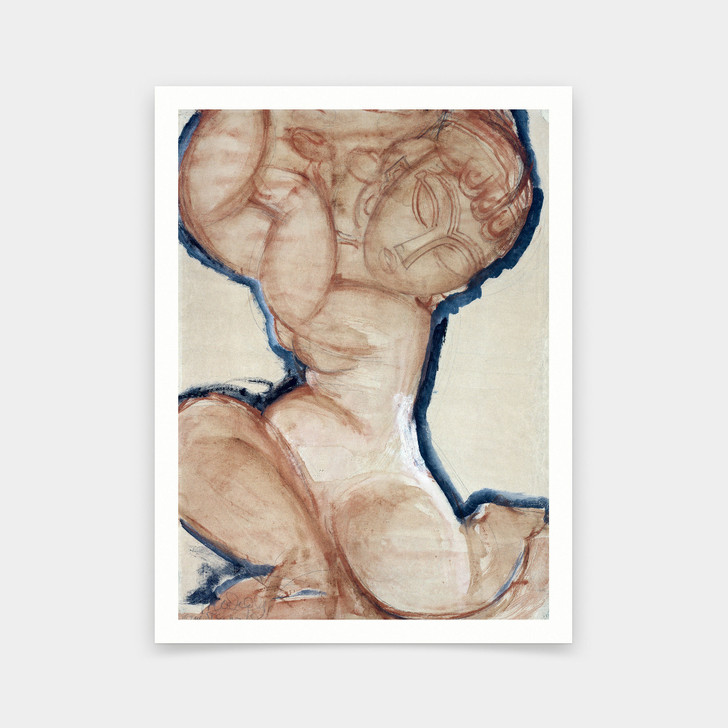 Amedeo Modigliani,Pink Caryatid With A Blue Border,art prints,Vintage art,canvas wall art,famous art prints,V5308