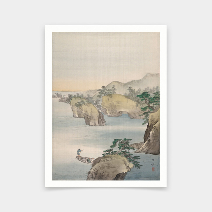 Kawabata Gyoku,River Scene with Rocky Hills in Background,Japanese scenery,art prints,Vintage art,canvas wall art,famous art prints,V6299