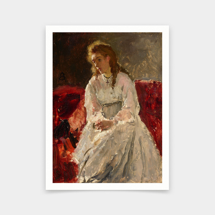 Alfred Stevens,woman In White,art prints,Vintage art,canvas wall art,famous art prints,V5276