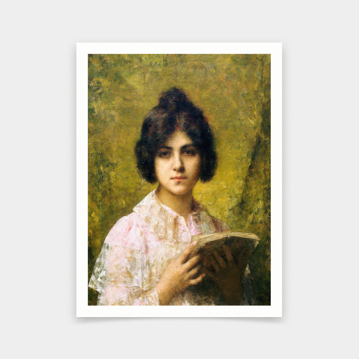 Alexei Alexevich Harlamoff,Young Woman holding a Book,art prints,Vintage art,canvas wall art,famous art prints,V5255