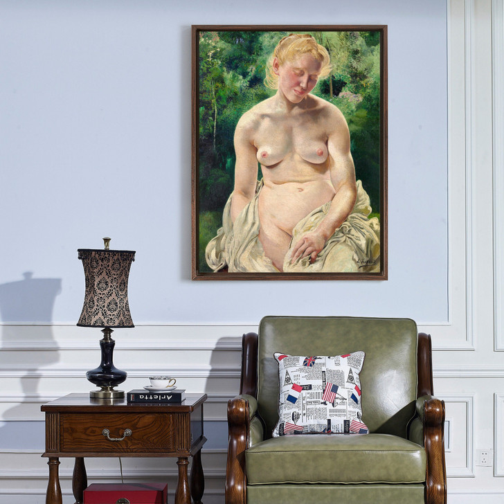 Leon Frederic,Timidity,Nude portrait of a woman,large wall art,framed wall art,canvas wall art,large canvas,M6317