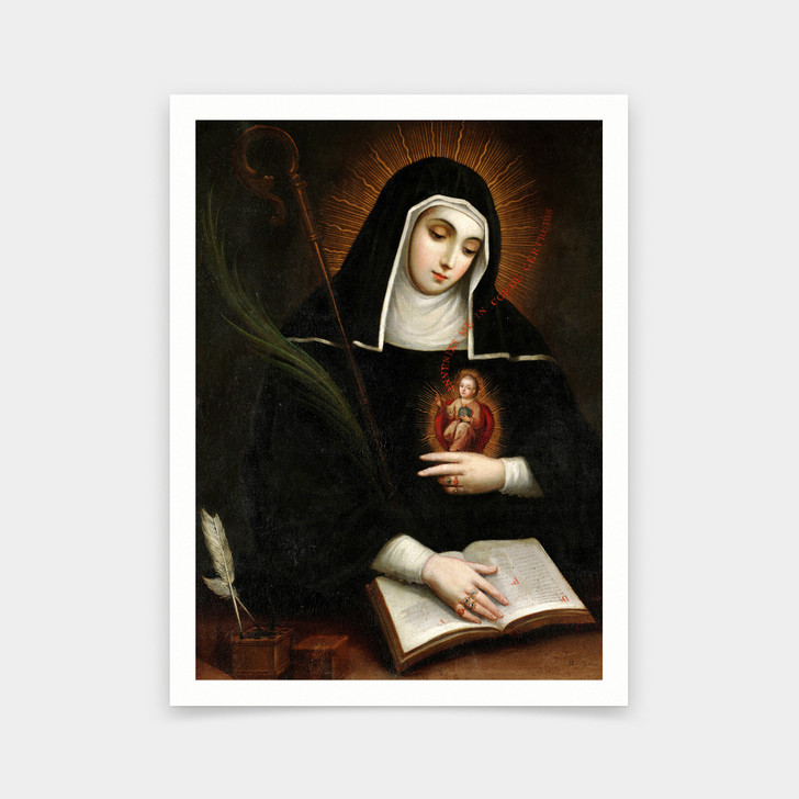 Miguel Cabrera,Saint Gertrude, Santa Gertrudis, 1763,art prints,Vintage art,canvas wall art,famous art prints,V6409