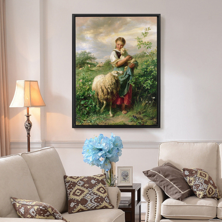 Johann Baptist Hofner,The shepherdess ,large wall art,framed wall art,canvas wall art,large canvas,M6189