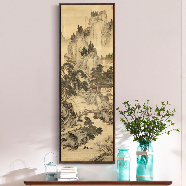 Zhou Chen,Riding spring outing,Chinese Landscape,Vertical Narrow Art,large wall art,framed wall art,canvas wall art,M902