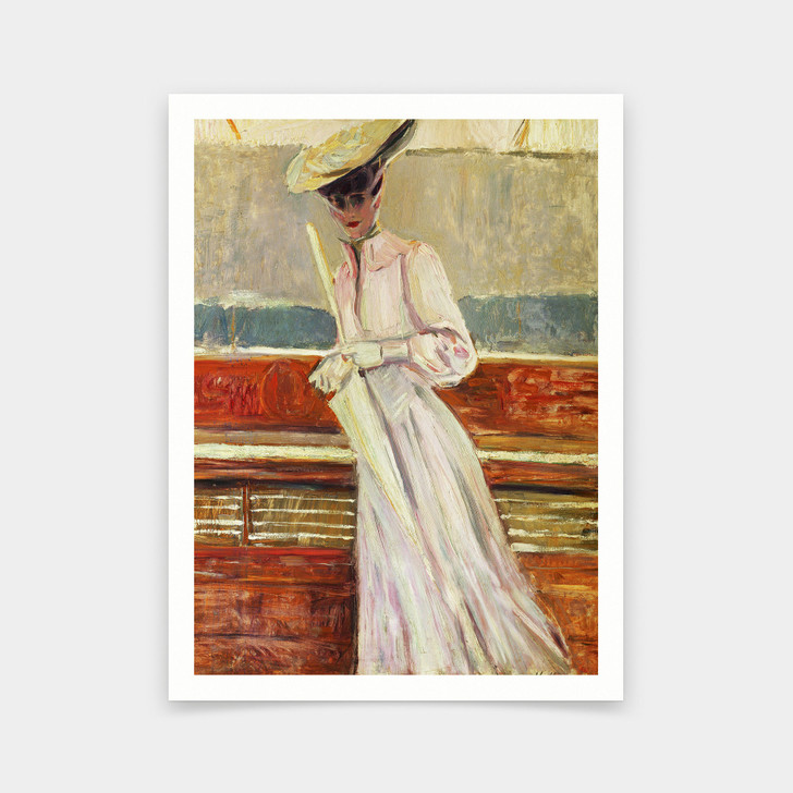 Paul Cesar Helleu,Madame Helleu On The Yacht Etoile, Circa 1902,art prints,Vintage art,canvas wall art,famous art prints,V6508