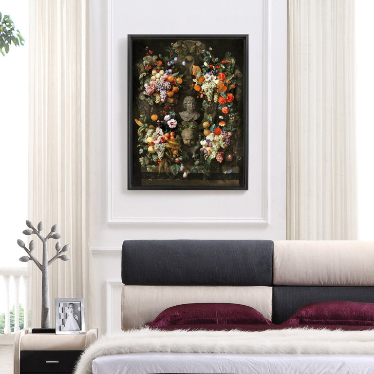 Jan Davidsz de Heem,Garland of flowers frame,large wall art,framed wall art,canvas wall art,large canvas,M6090