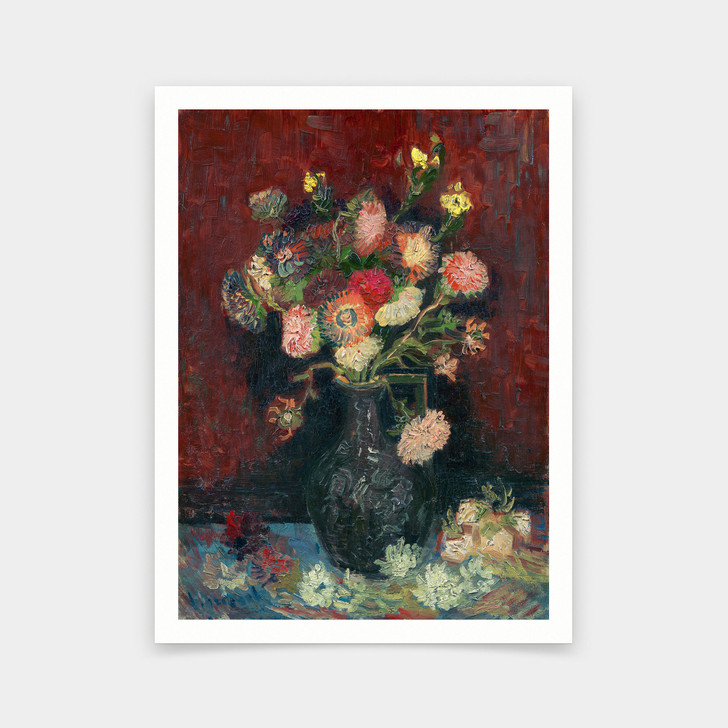 Vincent van Gogh,Vase with Chinese Asters and Gladioli,art prints,Vintage art,canvas wall art,famous art prints,q691