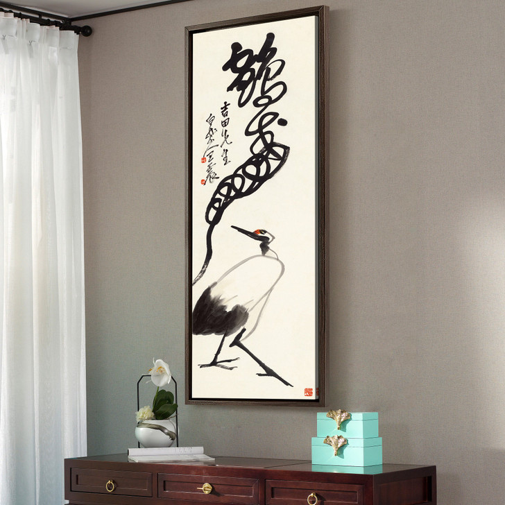 Zhen Wang,cranes a symbol of longevity,Chinese calligraphy crane,Chinese Art Prints,Vertical Narrow Art,large wall art,framed wall art,,M893