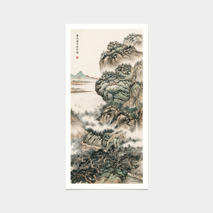 Fu Baoshi,Mountain scenery in China,Chinese print,japanese print,art prints,Vintage art,famous art prints,vertical narrow prints,V7366