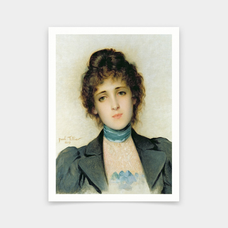 Paul Prosper Tillier,Portrait Of A Woman, 1897,art prints,Vintage art,canvas wall art,famous art prints,V6556