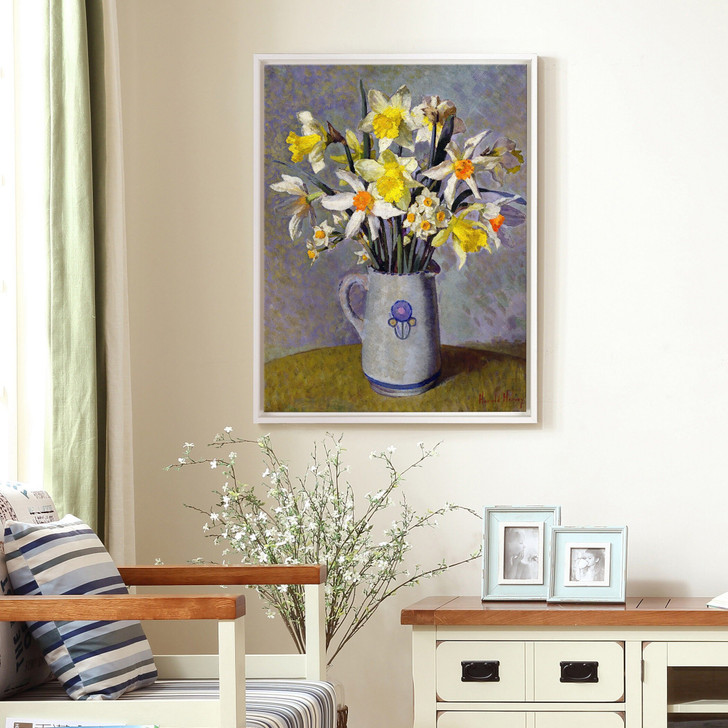 Harold Harvey,Daffodils,Flower vase still life,large wall art,framed wall art,canvas wall art,large canvas,M5938