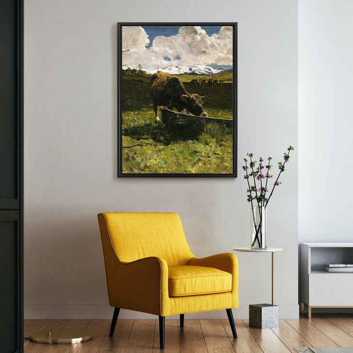 Giovanni Segantini,cow drinking water,large wall art,framed wall art,canvas wall art,large canvas,M5863