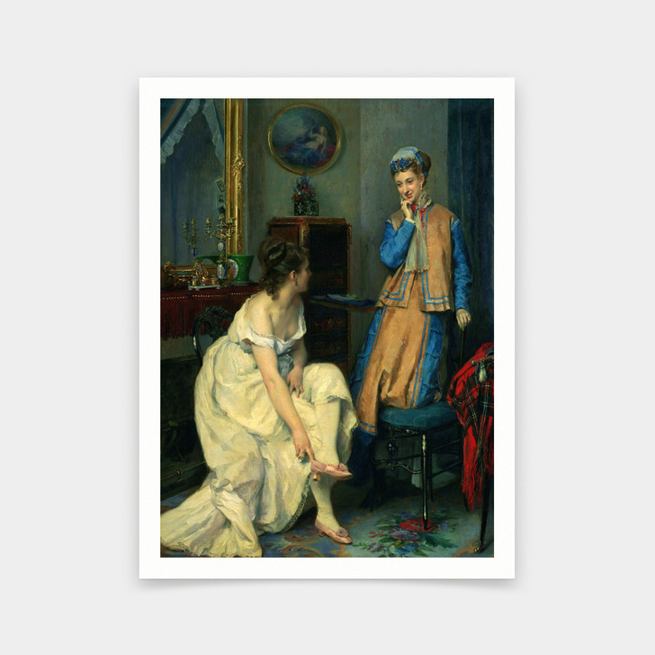 Raimundo de Madrazo y Garreta,Confidences,Two girls talking, girl portrait,art prints,Vintage art,canvas wall art,famous art prints,V6658