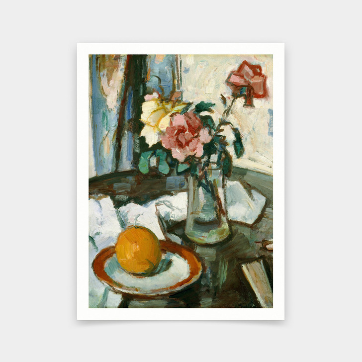 Samuel John Peploe,Still life,Rose in vase,art prints,Vintage art,canvas wall art,famous art prints,V6719