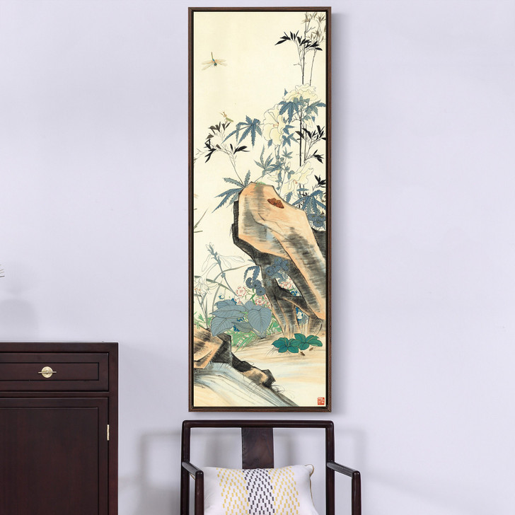 Yu feian,Insects and flowers,Chinese Flower Paintings,Vertical Narrow Art,large wall art,framed wall art,canvas wall art,M872