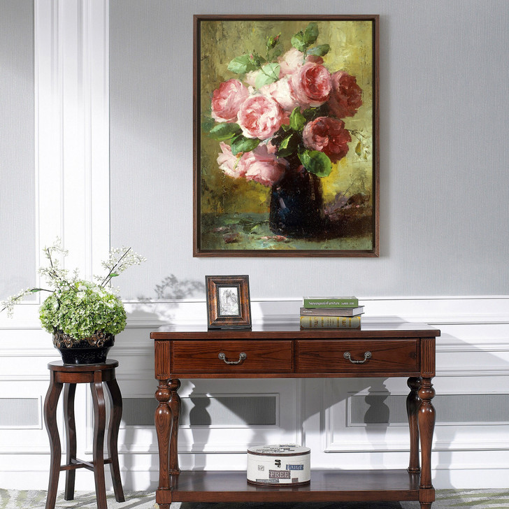 Frans Mortelmans,Pink Roses in a Vase,large wall art,framed wall art,canvas wall art,large canvas,M5720