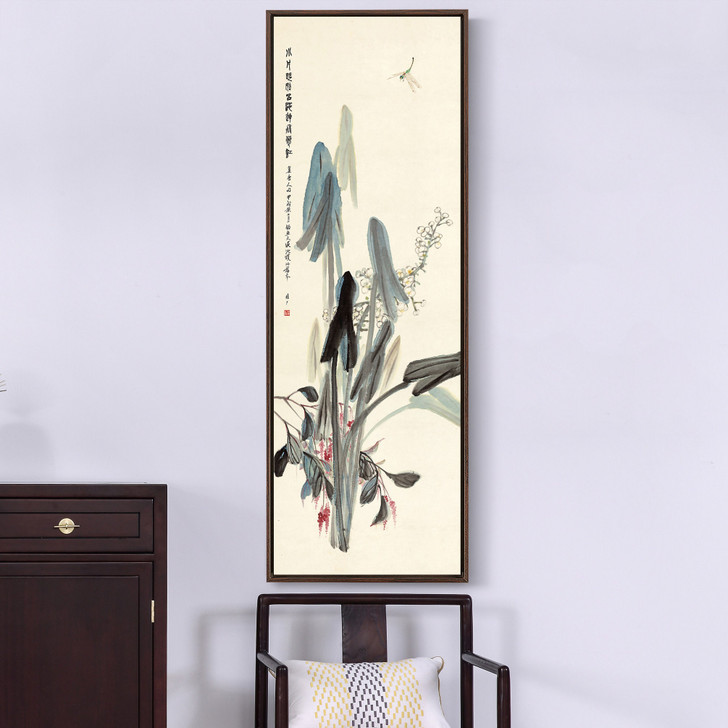 Yu feian,Sagittaria latifolia,Chinese Flower Paintings,Vertical Narrow Art,large wall art,framed wall art,canvas wall art,M868