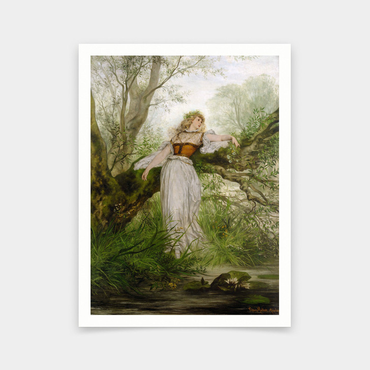 Victor Muller,ophelia,A girl leaning on branches in a stream,art prints,Vintage art,canvas wall art,famous art prints,V6814