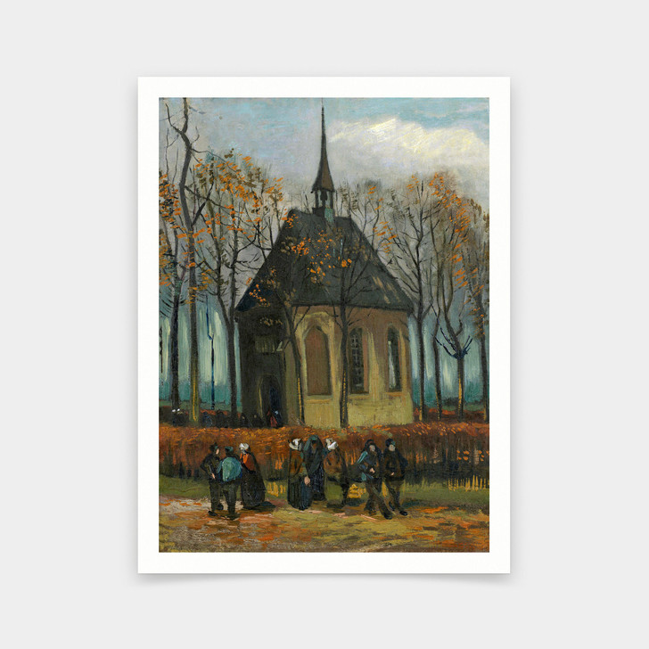 Vincent van Gogh,Congregation Leaving the Reformed Church in Nuenen,art prints,Vintage art,canvas wall art,famous art prints,V6824