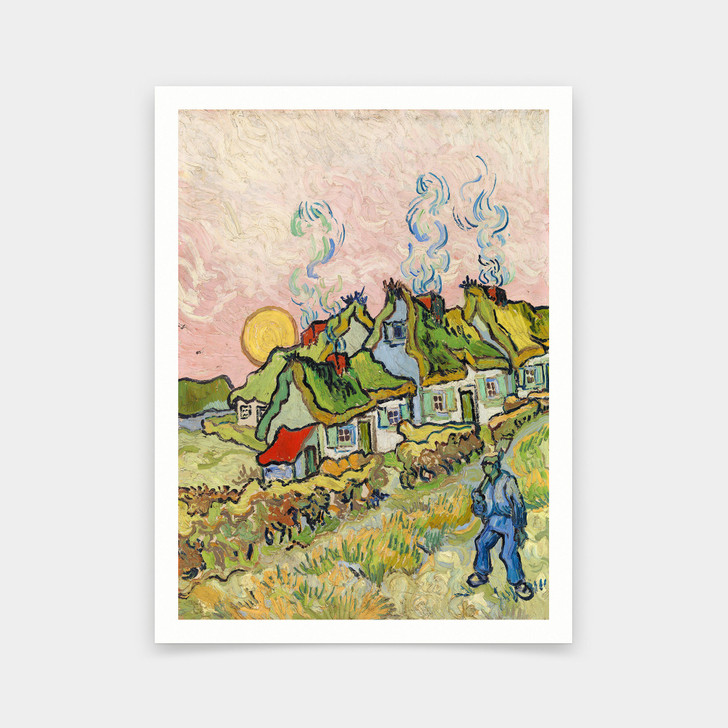 Vincent van Gogh,Houses and Figure,art prints,Vintage art,canvas wall art,famous art prints,V6828