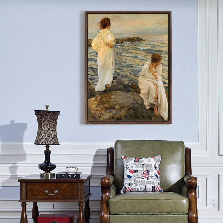 Ettore Tito,Wide horizon,woman by the sea,large wall art,framed wall art,canvas wall art,large canvas,M5651