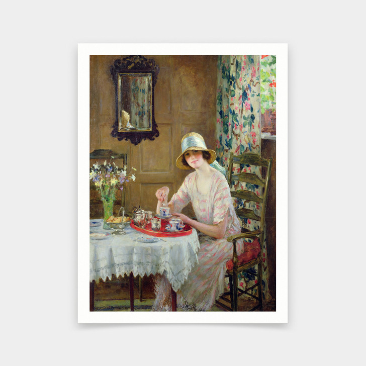 William Henry Margetson,Afternoon Tea,art prints,Vintage art,canvas wall art,famous art prints,V6879