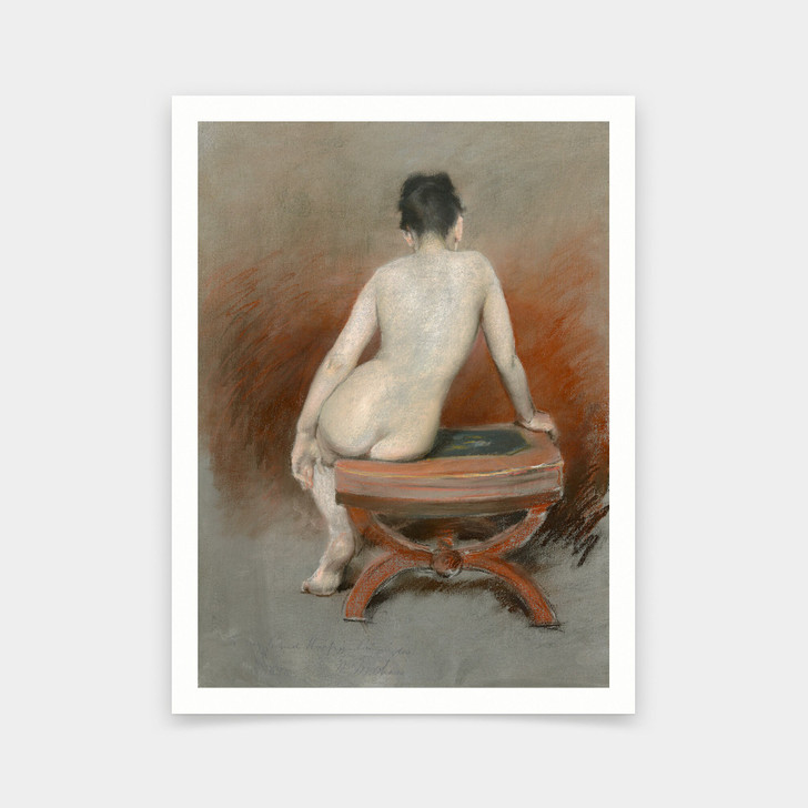 William Merritt Chase,Back of a Nude, 1888,art prints,Vintage art,canvas wall art,famous art prints,V6892