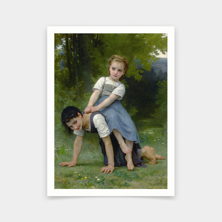 William Adolphe Bouguereau,La bourrique,The Pony back ride,art prints,Vintage art,canvas wall art,famous art prints,V6905