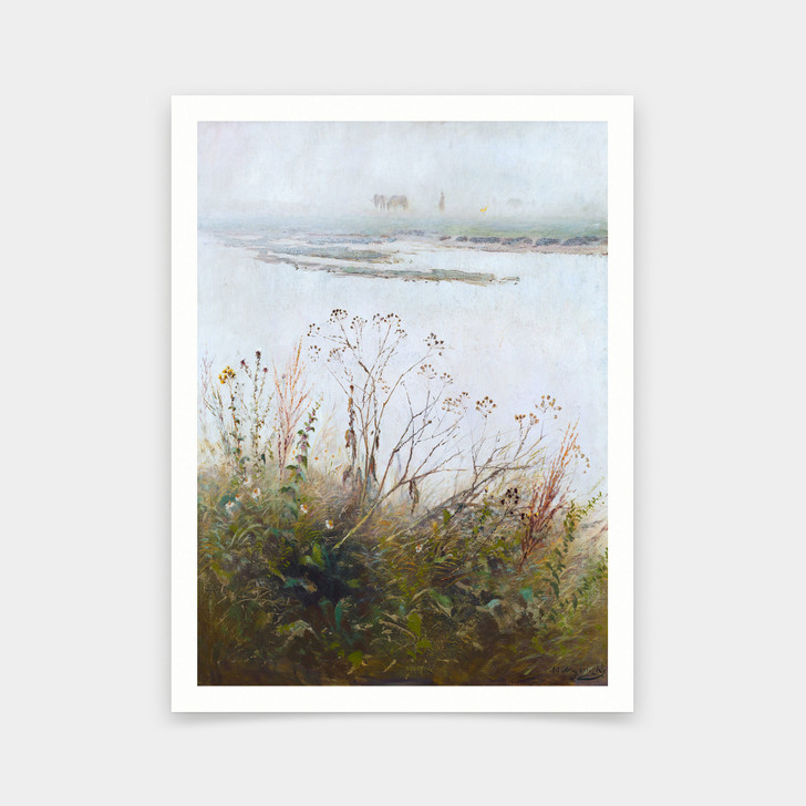 Ladislav Mednyánszky,Bank of a River in Bloom,art prints,Vintage art,canvas wall art,famous art prints,q544