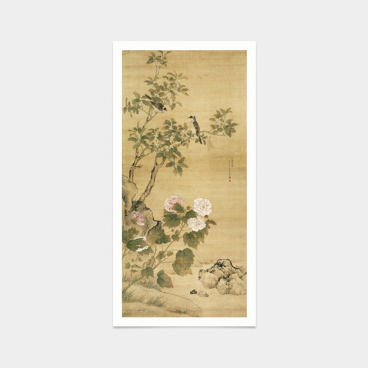 Ma Quan,Hibiscus flowers and osmanthus trees,japanese print,art prints,Vintage art,canvas wall art,famous art prints,vertical narrow ,V7479