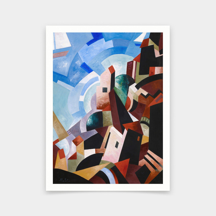 Alexandra Exter,Italian Town by the Sea, c. 1917,art prints,Vintage art,canvas wall art,famous art prints,q368