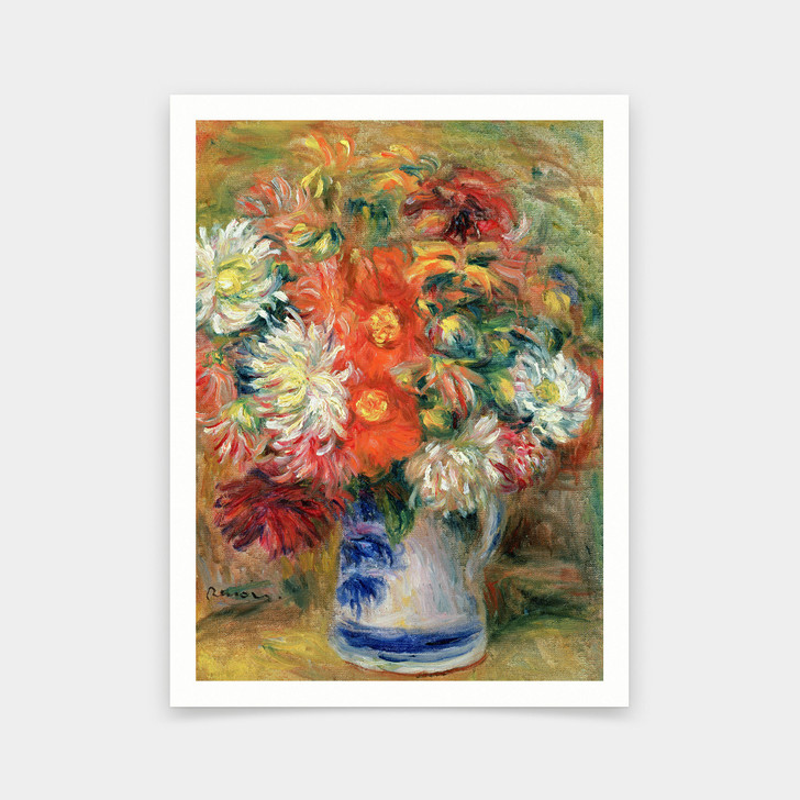 Pierre Auguste Renoir,Chrysanthemums in a Vase,art prints,Vintage art,canvas wall art,famous art prints,2V275