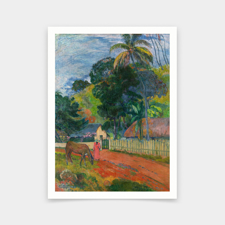Paul Gauguin,Landscape. A Horse on Road 1899,art prints,Vintage art,canvas wall art,famous art prints,2V270