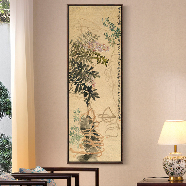 Wu Changshuo,Wisteria painting,Chinese Flower Paintings,Vertical Narrow Art,large wall art,framed wall art,canvas wall art,M831