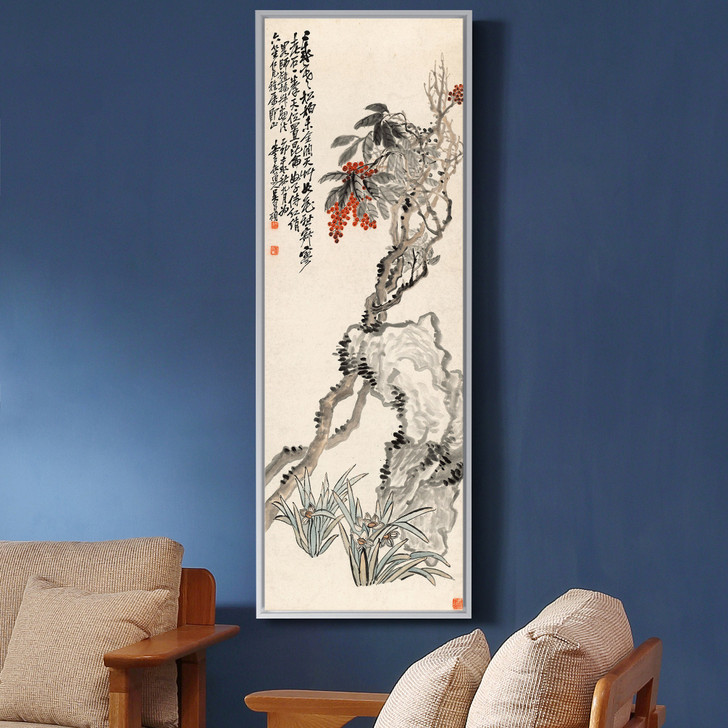 Wu Changshuo,Stones and orchids,Chinese Flower Painting,Vertical Narrow Art,large wall art,framed wall art,canvas wall art,M827