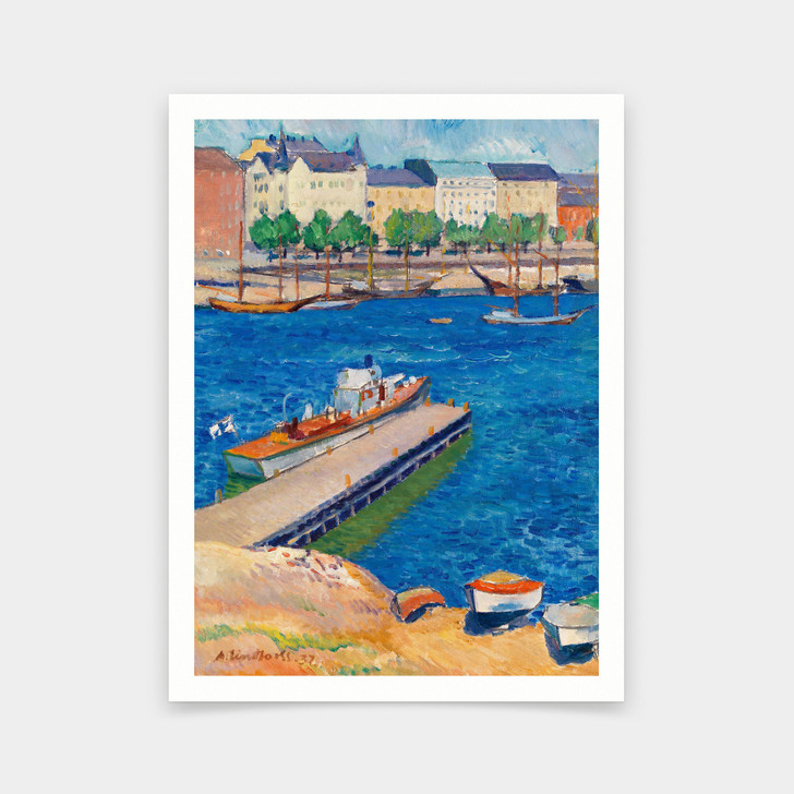 Anton Lindforss,North Harbour,Blue Bay Scenery,art prints,Vintage art,canvas wall art,famous art prints,2V158
