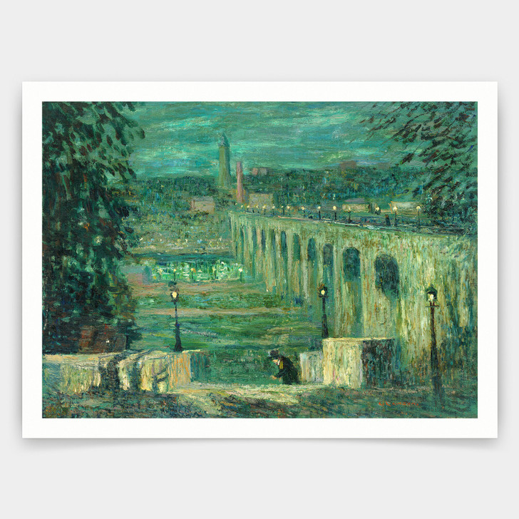 Ernest Lawson,High Bridge at Night,art prints,Vintage art,canvas wall art,famous art prints,V3646