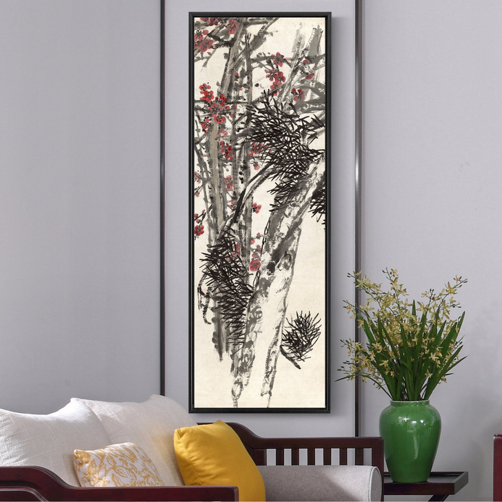 Wu Changshuo,Plum and pine,Chinese Flower Painting,Vertical Narrow Art,large wall art,framed wall art,canvas wall art,M824