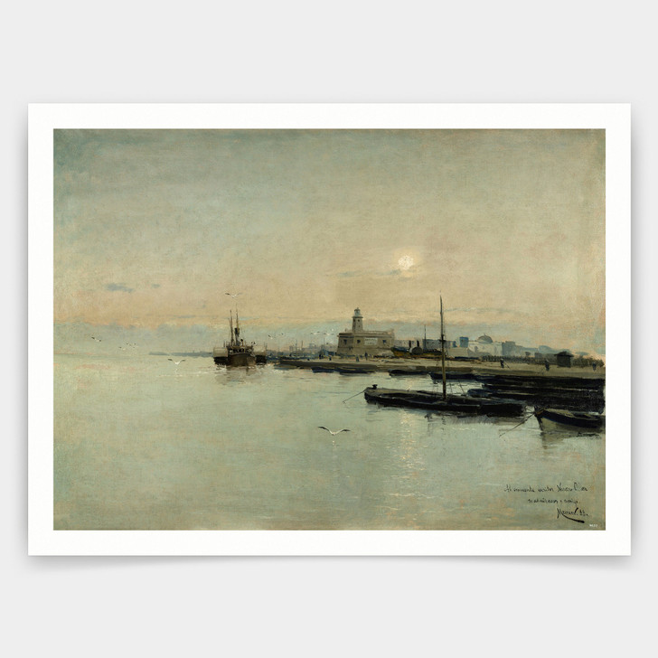 Eliseu Meifren,Port of Barcelona,art prints,Vintage art,canvas wall art,famous art prints,V3621