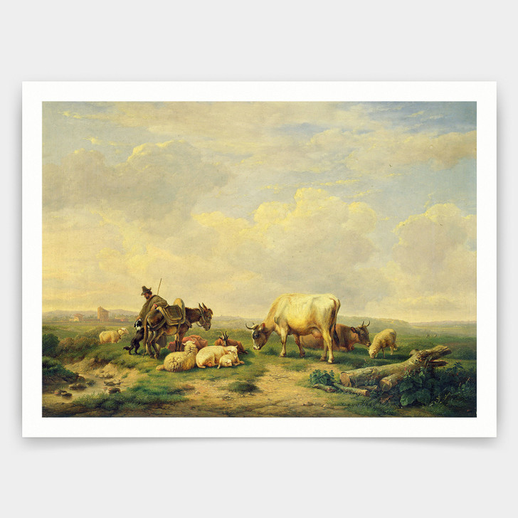 Eugene Joseph Verboeckhoven,Herdsman and Herd,art prints,Vintage art,canvas wall art,famous art prints,V3686