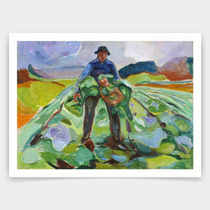 Edvard Munch,Man in the Cabbage Field,art prints,Vintage art,canvas wall art,famous art prints,V3569