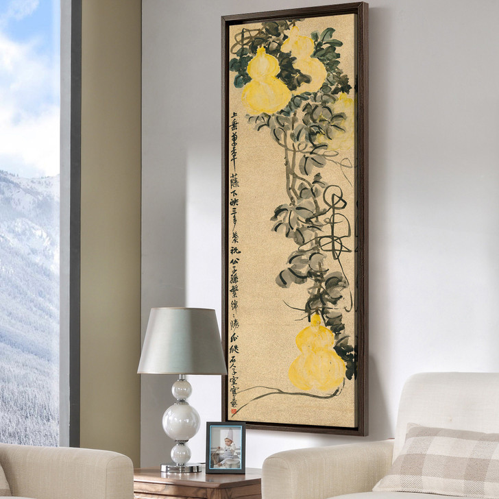 Wu Changshuo,Gourd Wall Art,Chinese Flower Paintings,Vertical Narrow Art,large wall art,framed wall art,canvas wall art,M814