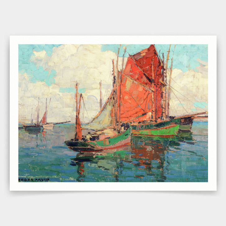 Edgar Payne,Tuna Boats,art prints,Vintage art,canvas wall art,famous art prints,V3551