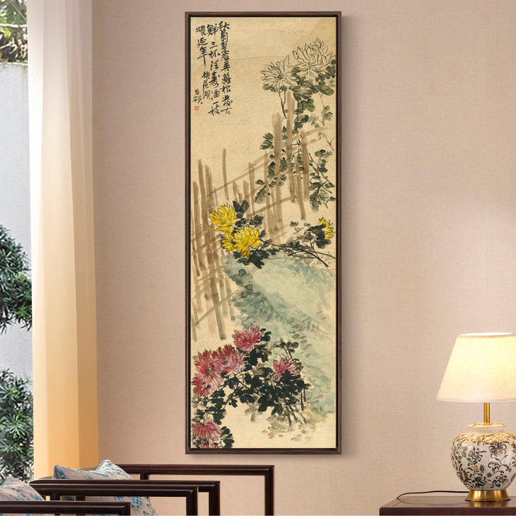 Wu Changshuo,Chrysanthemum Art,Chinese Flower Paintings,Vertical Narrow Art,large wall art,framed wall art,canvas wall art,M809