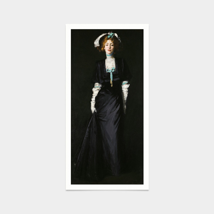 Robert Henri,Jessica Penn in Black with White Plumes,Portraits of Women print,art prints,Vintage art,canvas wall art,famous art prints,V7533