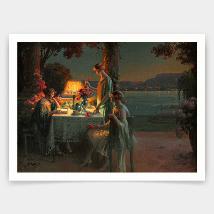 Delphin Enjolras,Young women by the lake,art prints,Vintage art,canvas wall art,famous art prints,V3516